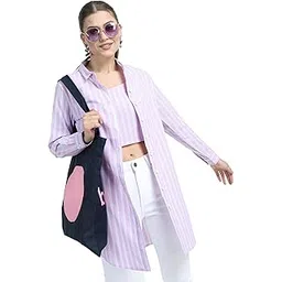 tokyo talkies Women's Long Sleeves Shirt Collar Striped Tops| Stylish Casual wear-picture-28