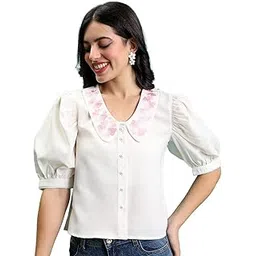 tokyo talkies Women's Regular Fit Shirts | Solid | Short Sleeves | Club Collar-picture-40