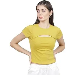 tokyo talkies Women's Regular Fit Tshirts | Solid | Short Sleeves | Round Neck | Western Tshirts-picture-14