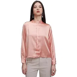 tokyo talkies Women's Satin High Neck Top | Full Sleeves | Luxe & Elegant | Perfect for Evening & Formal Wear | Tops for Woman | Women Tops | Stylish Top-picture-13