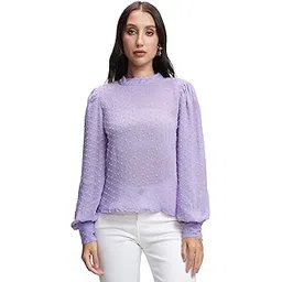 tokyo talkies Women's Self-Design High Neck Top | Long Puff Sleeves | Elegant & Chic | Tops for Woman | Women Tops | Stylish Top-picture-21