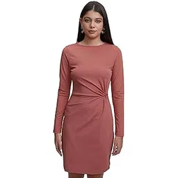 tokyo talkies Women's Sheath Dress | Boat Neck | Front Twist Detail | Full Sleeves | Full Sleeves for a Sleek Look-picture-42
