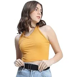 tokyo talkies Women's Sleeveless High Neck Solid Tops| Stylish Casual wear-picture-15