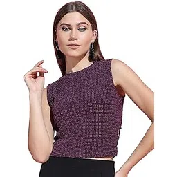 Tokyo Talkies Women's Sleeveless Round Neck Solid Tops | Stylish-picture-33