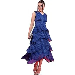 tokyo talkies Women's Sleeveless V-Neck Solid Dresses| Stylish| Party Dresses-picture-32