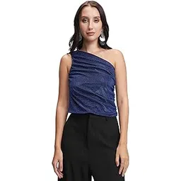 tokyo talkies Women's Solid One Shoulder Draped Top | Elegant Asymmetrical Design for A Chic Look | Tops for Woman | Women Tops | Stylish Top-picture-25