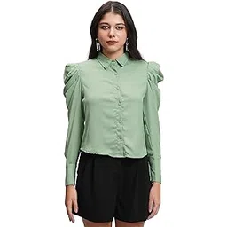 tokyo talkies Women's Solid Shirt-Style Top | Button-Down with Balloon Sleeves & Cuffs for A Bold Yet Elegant Look | Tops for Woman | Women Tops | Stylish Top-picture-42