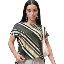 Tokyo Talkies Women's Striped Relaxed Fit Tops-picture-34