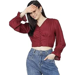 Tokyo Talkies Women's Solid Regular Fit Tops-picture-21