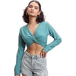 Tokyo Talkies Women's Solid Regular Fit Tops-picture-23