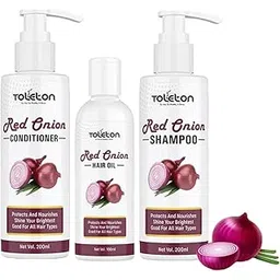 TOLETON Onion Oil Hair Care Kit for Hair Fall Control - Onion Shampoo 200 ml + Onion Hair Oil 100 ml + Onion Conditioner 200 ml-picture-34