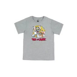 Tom & Jerry by Wear Your Mind Boys Grey Printed V-Neck Applique T-shirt-picture-40