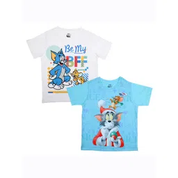 Tom & Jerry by Wear Your Mind Boys Pack Of 2 White & Blue Tom & Jerry Printed T-shirt-picture-20