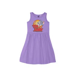 Tom & Jerry by Wear Your Mind Girls Purple & Red Tom & Jerry Printed Pure Cotton Dress-picture-24