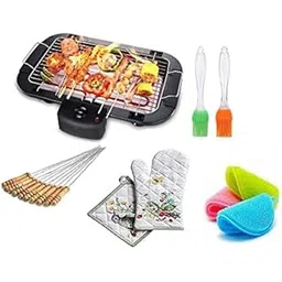 TOMdoxx Barbeque Grill With Combo Set Of 5 Electric Smokeless Indoor/Outdoor 2000W Grill Portable Adjustable Temperature Control Removable Water Filled Drip Tray-picture-27