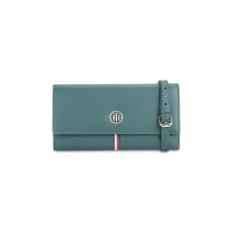 Tommy Hilfiger Freida Women Leather Flap Wallet Cum Sling Bottle Green-image-18