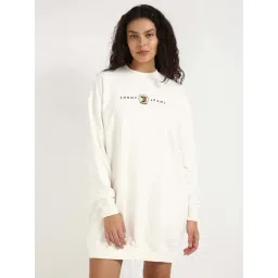 Tommy Hilfiger Ancient White Cotton Relaxed Fit Logo Printed Dress-picture-27