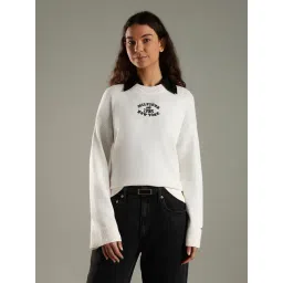 TOMMY HILFIGER Ancient White Regular Fit Cotton Crew Neck Sweater-picture-10