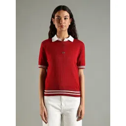 TOMMY HILFIGER Arizona Red Relaxed Fit Cotton Crew Neck Sweater-picture-31