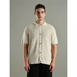 Tommy Hilfiger Beige Cotton Comfort Fit Self Pattern Shirt-picture-21