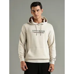 Tommy Hilfiger Beige Cotton Regular Fit Logo Printed Hooded Sweatshirt-picture-34