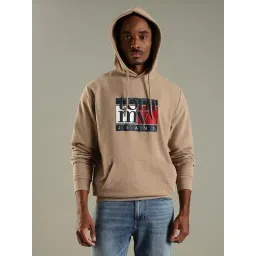 Tommy Hilfiger Beige Cotton Regular Fit Logo Printed Hooded Sweatshirt-picture-33