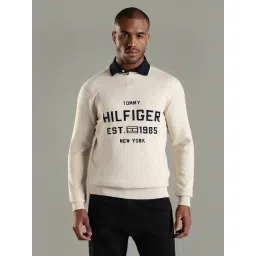 Tommy Hilfiger Beige Cotton Regular Fit Logo Printed Sweatshirt-picture-31