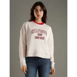 Tommy Hilfiger Beige Cotton Regular Fit Logo Printed Sweatshirt-picture-29