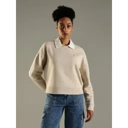 Tommy Hilfiger Beige Cotton Regular Fit Sweatshirt-picture-12