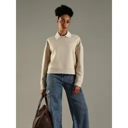 Tommy Hilfiger Beige Cotton Regular Fit Sweatshirt image 5