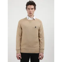 Tommy Hilfiger Beige Cotton Relaxed Fit Pullover-picture-24