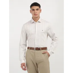 Tommy Hilfiger Beige Cotton Slim Fit Striped Shirt-picture-16
