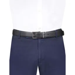 TOMMY HILFIGER Black & Wine Glebe Textured Leather Reversible Belt-picture-24