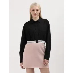 TOMMY HILFIGER Black Cotton Graphic Print Crop Shirt-picture-48