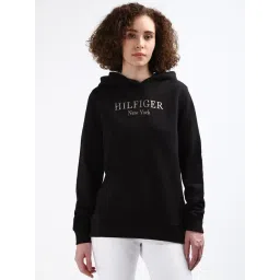 TOMMY HILFIGER Black Cotton Graphic Print Hoodie-picture-40