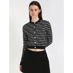 TOMMY HILFIGER Black Cotton Print Full Sleeves Cardigan-picture-43