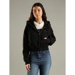 Tommy Hilfiger Black Cotton Regular Fit Hooded Sweatshirt-picture-32