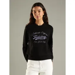 Tommy Hilfiger Black Cotton Regular Fit Logo Printed Sweatshirt-picture-43
