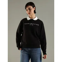 Tommy Hilfiger Black Cotton Regular Fit Logo Printed Sweatshirt-picture-46