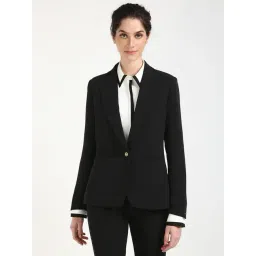 TOMMY HILFIGER Black Polyester Solid Full Sleeves Blazer-picture-36