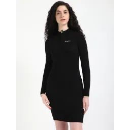 TOMMY HILFIGER Black Polyester Solid Full Sleeves Dress-picture-17