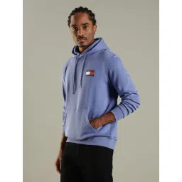 Tommy Hilfiger Blue Cotton Regular Fit Hooded Sweatshirt image 3
