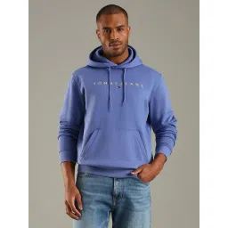 Tommy Hilfiger Blue Cotton Regular Fit Logo Printed Hooded Sweatshirt-picture-20