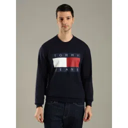 Tommy Hilfiger Blue Cotton Regular Fit Logo Printed Sweatshirt-picture-15