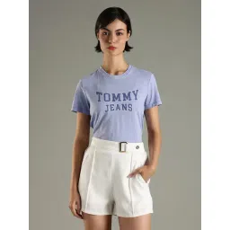 Tommy Hilfiger Blue Cotton Regular Fit Logo Printed T-Shirt-picture-35