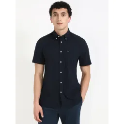 TOMMY HILFIGER Blue Cotton Regular fit Logo Shirt-picture-48