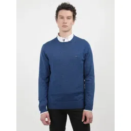 Tommy Hilfiger Blue Cotton Regular Fit Pullover-picture-28