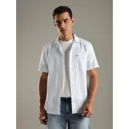 Tommy Hilfiger Blue Cotton Regular Fit Striped Shirt-picture-16