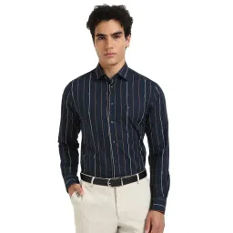 TOMMY HILFIGER Blue Cotton Slim Fit Stripes Shirt-picture-48