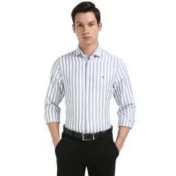 TOMMY HILFIGER Blue Cotton Slim Fit Stripes Shirt-picture-17
